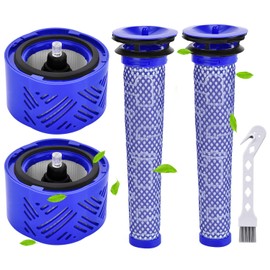 Filter for Dyson V6 Absolute Motorhead Cordless Stick Vacuum, 2 Post Filters, 2 Pre Filters Replacement, Compare to Parts # 965661-01 & 966741-01