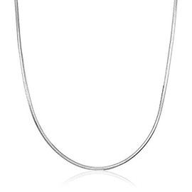 BQfife 925 Sterling Silver 1MM Snake Chain Pendant Adjustable Necklace,Flattened Flexible Italian Snake Chain Necklace 16-30 Hypoallergenic Gift For Women (16IN)