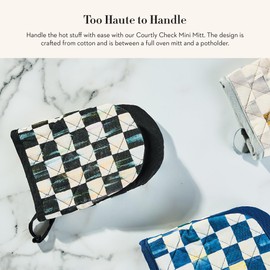 MACKENZIE-CHILDS Oven Mitt, Kitchen Oven Mitt for Cooking and Baking, Mini, Black-and-White Courtly Check