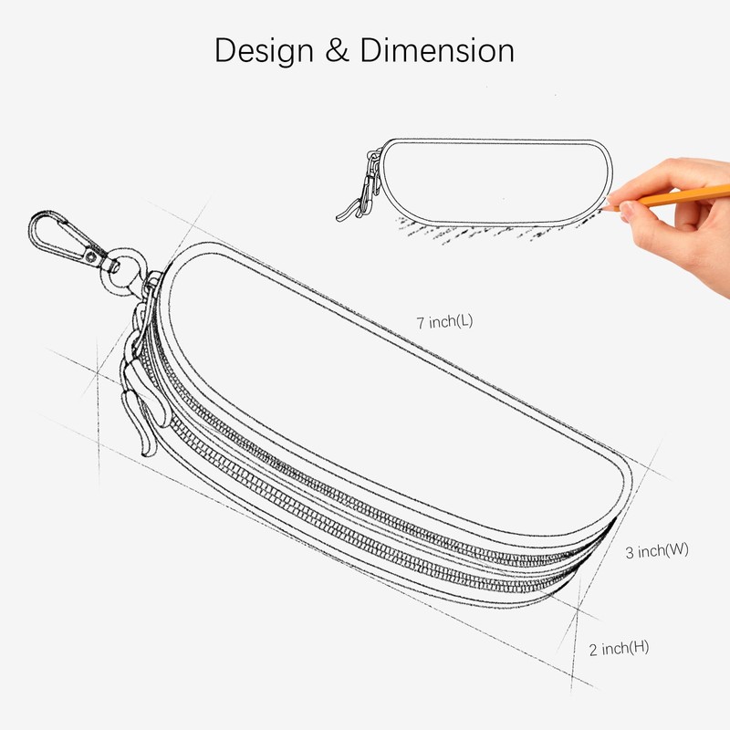 Tangoner Double Eyeglasses Case Soft Portable Zipper Sunglasses Pouch with