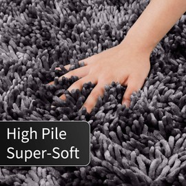 Yimobra Original Shiny Chenille Bath Rug, Soft Shaggy, Premium Non-Slip Bath Mat, Large Size, Super Absorbent and Think, Machine Washable, Luxury Plush Mats for Bathroom (36.2 x 24 Inch, Dark Gray)