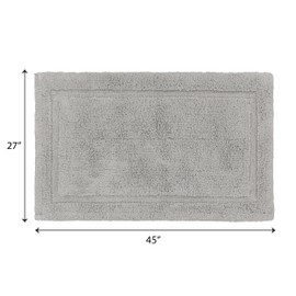 Jean Pierre New York Lydia Border 100% Cotton Bath Mat - Non-Slip Bath Rug - Gray - 27"x45"