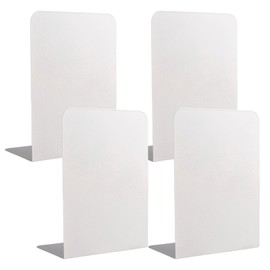 Copeflap Metal Bookends Bookends Book Stands, No Flipping, Set of 4 (White)