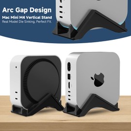 CaSZLUTION Vertical Mac mini M4 Stand, Acrylic Desktop Holder Compatible with Apple 2024 Mac mini M4 / M4 Pro - Anti-Slip Base, Improved Cooling & Space-Saving Design (Black)