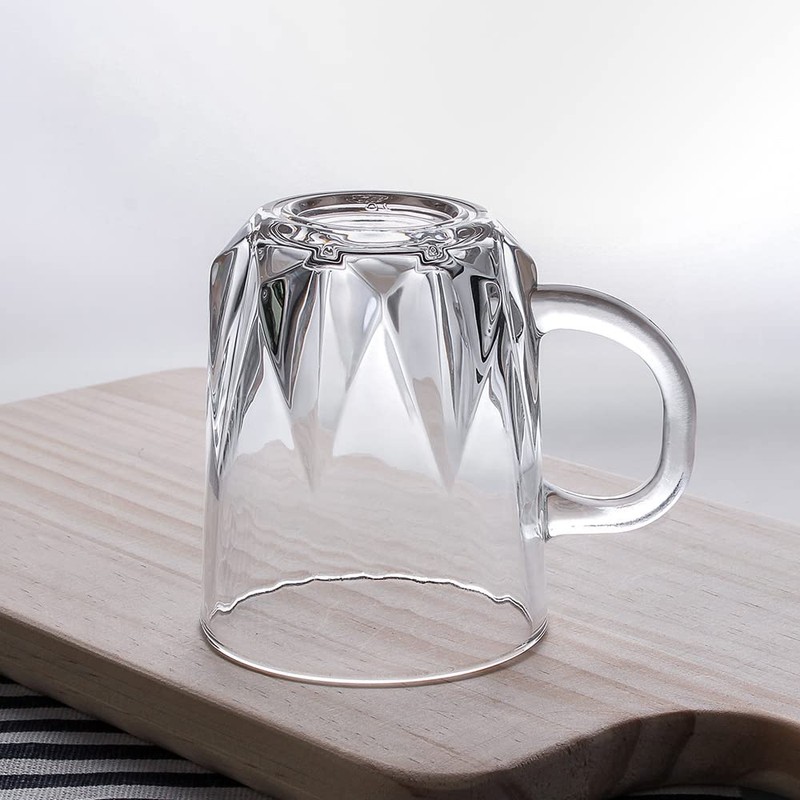 Sizikato 2pcs Clear Glass Drinking Cup with Handle, 8 Oz