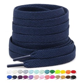 Stepace [2 Pairs Flat Shoe Laces for Sneakers 5/16" Width 30"-72" Length 26 Color Shoelaces Navy Blue 54"(137 cm)