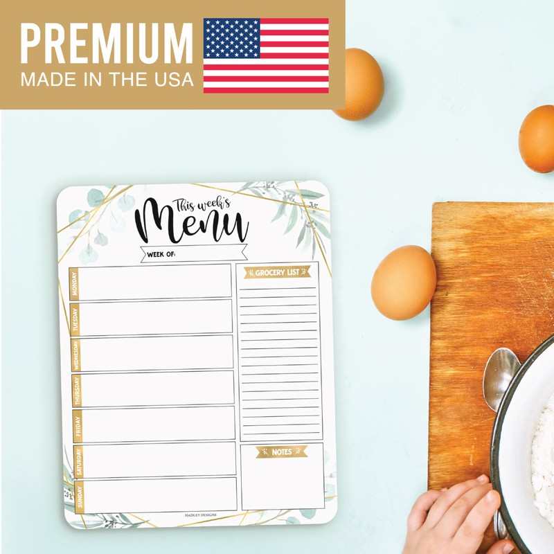 Hadley Designs Greenery Weekly Dinner Menu Board For Kitchen-Magnetic Meal