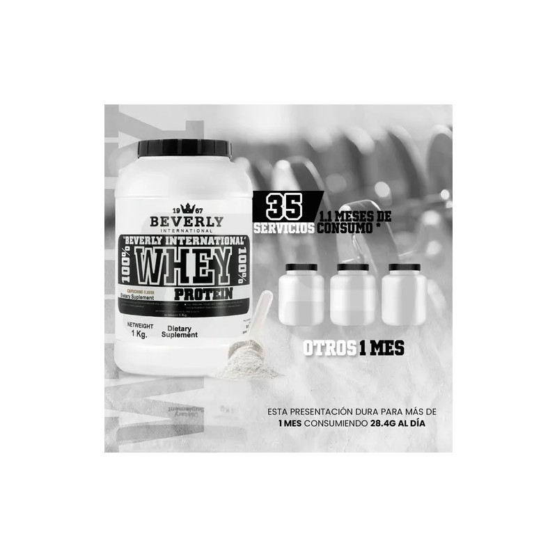 Proteína Whey Suplemento En Polvo 1kg Beverly 35 Servicios