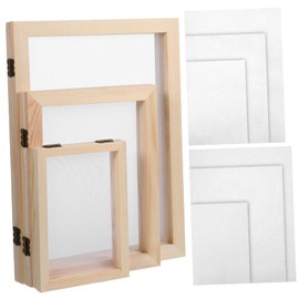 Operitacx Wooden Paper Crafting Frame Kit 3 Sizes A4 A5 Paper Making Set Mesh Absorbent Sheets