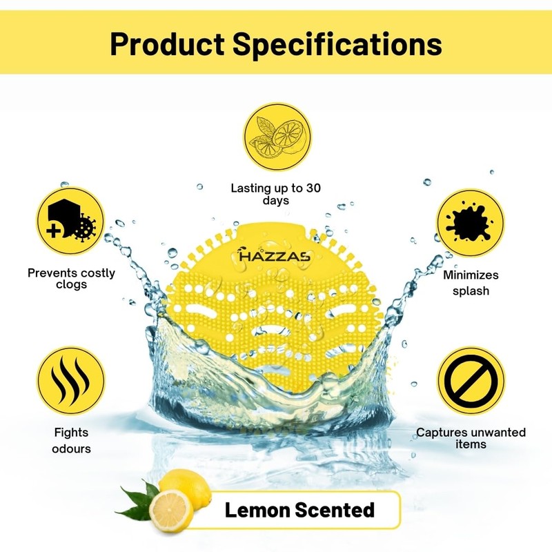 10 Pack of Hazzas Lemon Scented Urinal Mats - Ultimate