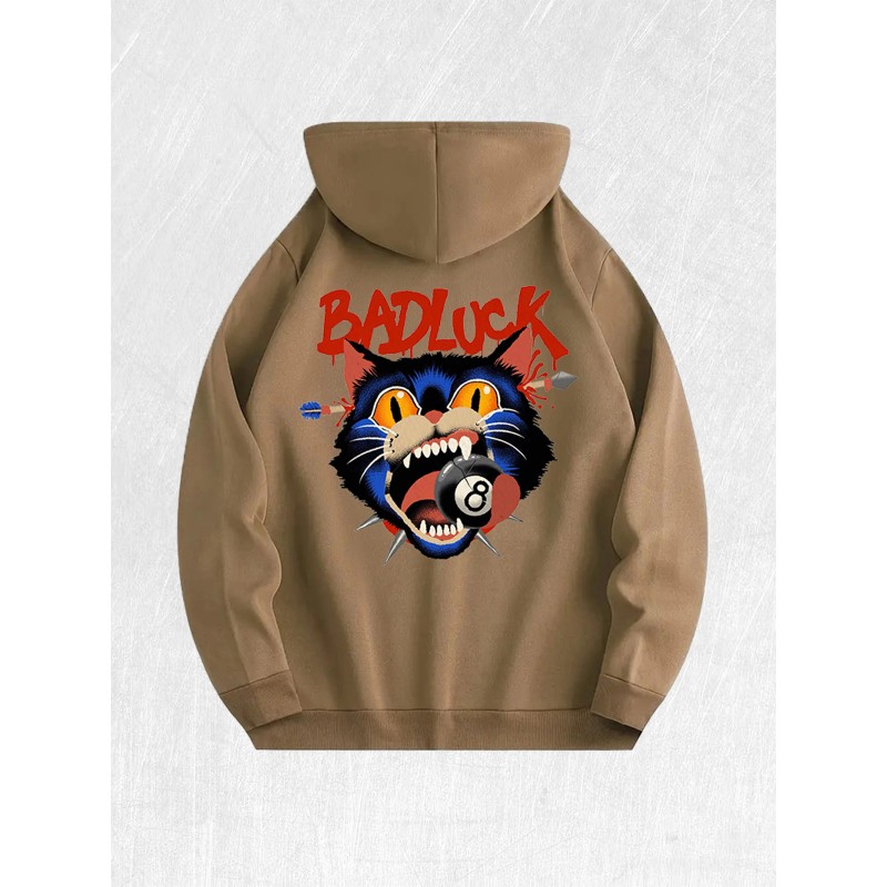 Bad Luck Cat Graphic Hoodie 100% Cotton US Warehouse 7