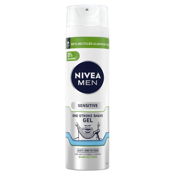 NIVEA MEN Sensitive One Stroke Shave Gel (200ml), Shaving Gel