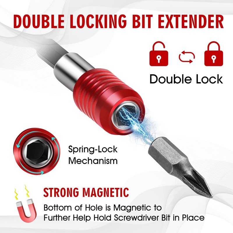 2/4/6/12'' Drill Bit Extension with Magnetic Bit Holder, 1/4'' Hex