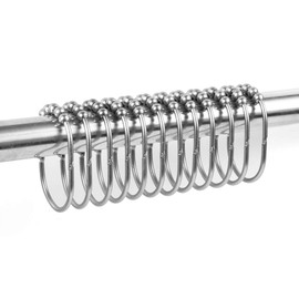 Cosfy Shower Curtain Rings for Bathroom, Decorative Brushed Satin Nickel Finish, Easy Glide Rollers, 100% Rustproof Home Fashions Shower Curtain Hooks Set of 12