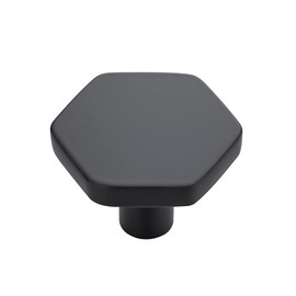 Home Expert Black Cabinet Knobs 15 Pack Solid Kitchen Cabinet Knobs Hexagon 1.1'' Flat Black Knobs for Kitchen Cabinets and Drawers Dresser Knobs
