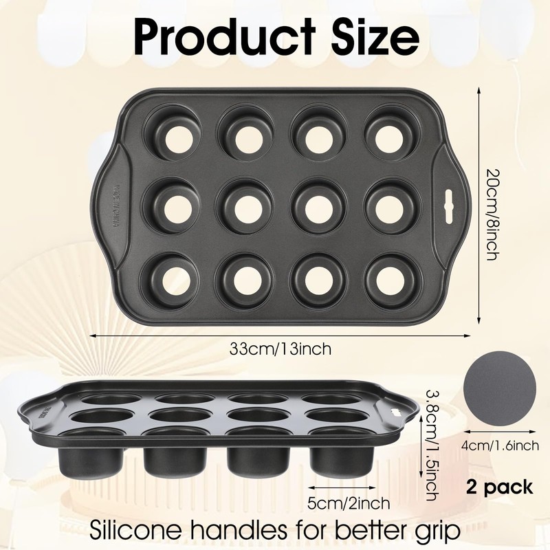 2 Pack Mini Cheesecake Pans Removable Bottom 12 Cavity Mini