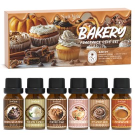 Soulorigin Bakery Essential Oils Set, Fragrance Oil Set for Diffuser, Scent Diffuser Oil for Candle Making- Chocolate Cookies, Creamy Vanilla, Coffee Cake, Pumpkin Pie, Candy Cookies, Cinnamon Rolls