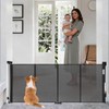 Reinforced 71" Wide Retractable Gate with Reinforced Strips,Black
