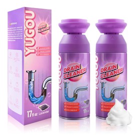 Yugou Foaming Drain Cleaner, Sink Drain Cleaner and Deodorizer for Kitchen Sinks, Shower Drains, Tubs (Lavender, 2pcs)