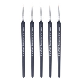sourcing map 5pcs Detail Paint Brushes 3mm Pointed Tip 178mm Length Nylon Hair Miniature Painting Brush for Watercolor Oil Acrylic Painting(00000#), Black