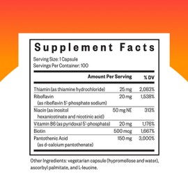 Seeking Health B-Minus - Complex Vitamin Supplement with Biotin & Riboflavin - Vitamin B Blend Supports Brain Health & Energy - 100 Capsules