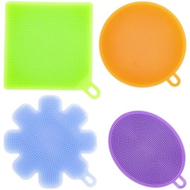 Silicone Dish Washing Sponge Scrubber Set 4 Pot Pan Cleaning Brush Wash Tool Home Kitchen Accessory