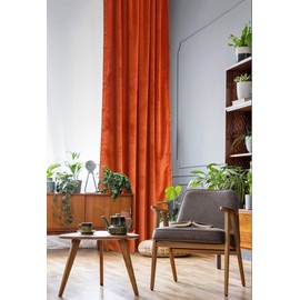 Roslynwood Velvet Red Orange Curtains for Living Room - Soft Luxury Thermal Insulated Curtains, Rod Pocket Curtains, Set of 2 Panels,W52 by L84