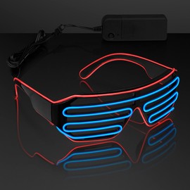 FlashingBlinkyLights Light Up Sunglasses Red & Blue Neon EL Wire Glasses