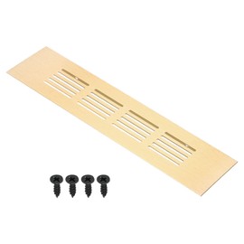 PATIKIL 8 x 2 Inch Door Air Vent Cover, Aluminum Grille Ventilation Cover Louvered with Mounting Screws for Cabinet Wardrobe Door, Gold Tone