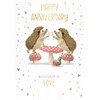 Words 'n' Wishes Large Anniversary Card - Hedgehog Champagne Toast