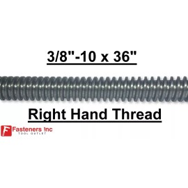 Fasteners Inc. 3/8"-10 x 36" Acme Threaded Rod Right Hand RH 3/8-10 x 3ft. Plain Steel CNC LC