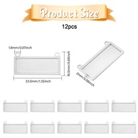 CHGCRAFT 12pcs Cabochon Settings Pendants 304 Stainless Steel Pendant Cabochon Settings Chain Making Tray Blank Bezel Tray Pendant Connectors for Pendant Craft Jewelry Making, 0.7x 1.3x 0.1inch