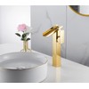 Bathroom Vessel Faucet Gold Waterfall Open Spout Basin Faucet Led