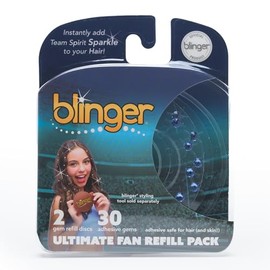 blinger® Ultimate Fan Refill Pack with 30 Precision-Cut Glass Crystals |Instantly Sparkle in Team Spirit Colors | Hair-Safe – Bling In Brush Out - Light Blue