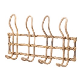Bloomingville Beige Rattan Wall Hanger with 4 Hooks