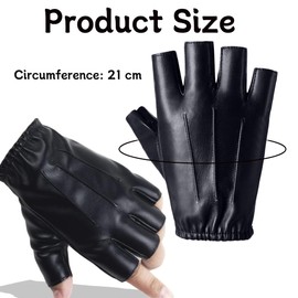 Fingerless Gloves, Driving Gloves, PU Leather, Faux Leather Dress, Outdoor, Sports, Motorcycle, Cycling, Climbing, Gym, Black