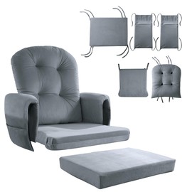 HOMBYS Glider Rocker Replacement Cushions 5 PCS with Storage Side Pocket, Velvet Fabric, Foam & Microfiber Filling, Non-slip & Washable,Thickened & Supportive, Designed for Glider Rocking Chair
