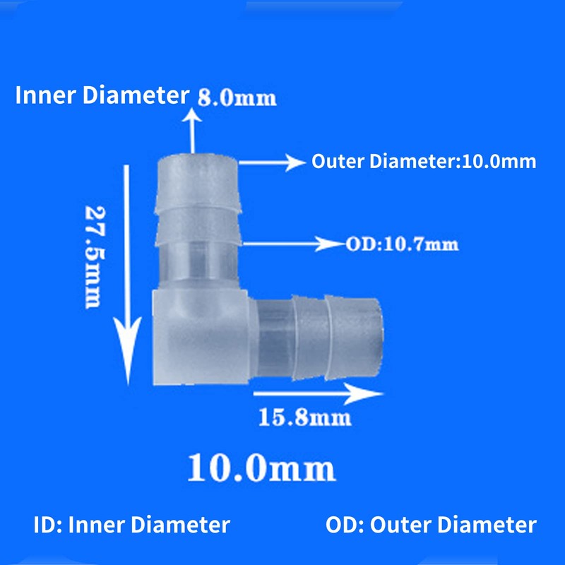 Pack of 10 Angle Hose Connectors, Plastic Elbow Hose Nipple