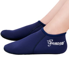 Seavenger Zephyr 3mm Neoprene Socks | Wetsuit Booties for Scuba Diving, Snorkeling, Swimming (Navy, X-Large)