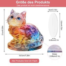 prota Kitten Acrylic Decorative Desktop Decoration Cat Decoration, Colourful Kitten Desktop Standing Decoration 2D Decorative Sign, Cat Flat Decorative Sign for Office, Living Room and Room Decoration