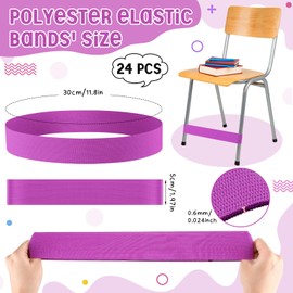 Honoson 24 Pcs Chair Bands for Kids with Fidgety Feet Stretchy Resistance Latex Fidget Chair Bands Flexible Seating for Classroom Home Sensory Room ADHD SPD Autism Tools 0.6mm (Purple)