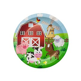 7 Inch Disposable Plates, 50 Pcs Paper Plates, Tableware Plates, Party Supply Plates For Birthday Party Baby Shower Wedding Party (Farm)
