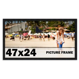 47x24 Frame Black Picture Frame - Complete Modern Photo Frame Includes UV Acrylic Shatter Guard Front, Acid Free Foam Backing Board, Hanging Hardware Wood Wall Frames for Family Photos - no Mat