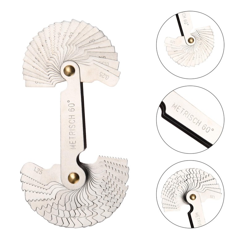 52 Sheets Metric/Whitworth Stainless Steel Thread Gauge 60/55 Degree Measuring