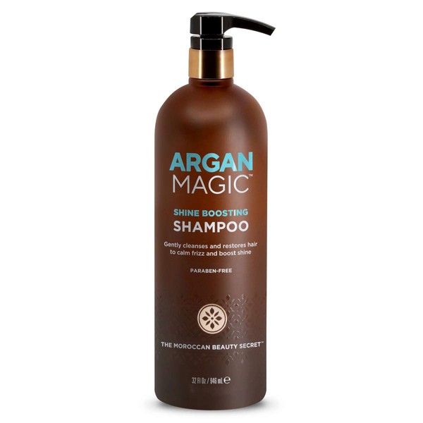 Argan Magic Shine Boosting Shampoo - Gently Cleanses and Restores Hair to Calm Frizz and Boost Shine | Made in USA, Paraben Free, Cruelty Free (1 Pack)