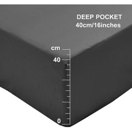 MOHAP 16 inch(40cm) Extra Deep King Size Fitted Sheet Only Bedsheet No Pillowcases Brushed Microfiber Breathable No Color Fade Grey