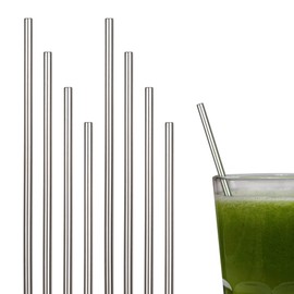 Drinking Straws Stainless Steel Party Set (8 Pack + 2 Cleaning Brushes) 21 cm - Reusable Straw - Sustainable and Environmentally Friendly