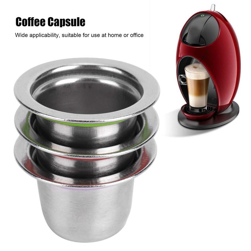 3Pcs/Set Coffee Capsule Reusable Pod Stainless Steel Refillable Coffee Capsule