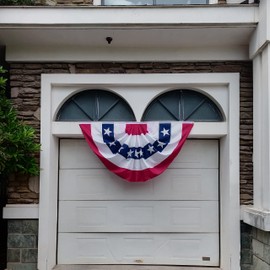 American Pleated Fan Bunting, 3x6 ft Banner, Red White Blue Flag, Patriotic Bunting, 4th of July, Veterans Day Decor (1)