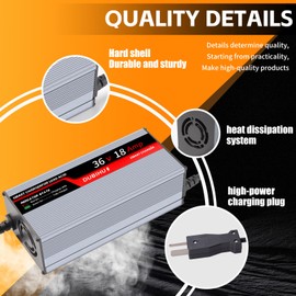 DUBIHU 36V 18A Golf Cart Battery Charger for Lead Acid Batteries ，16FT Long Cable, Works with Club Car & Yamaha Crowfoot ，Intelligent 3-Stage Charging System for Fast and Efficient Charging